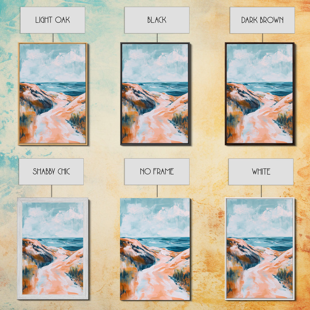 Coastal Landscape Art, Seascape Painting, Beach Dunes Art, Ocean View, Nautical Decor, Coastal Decor, Framed Canvas Print