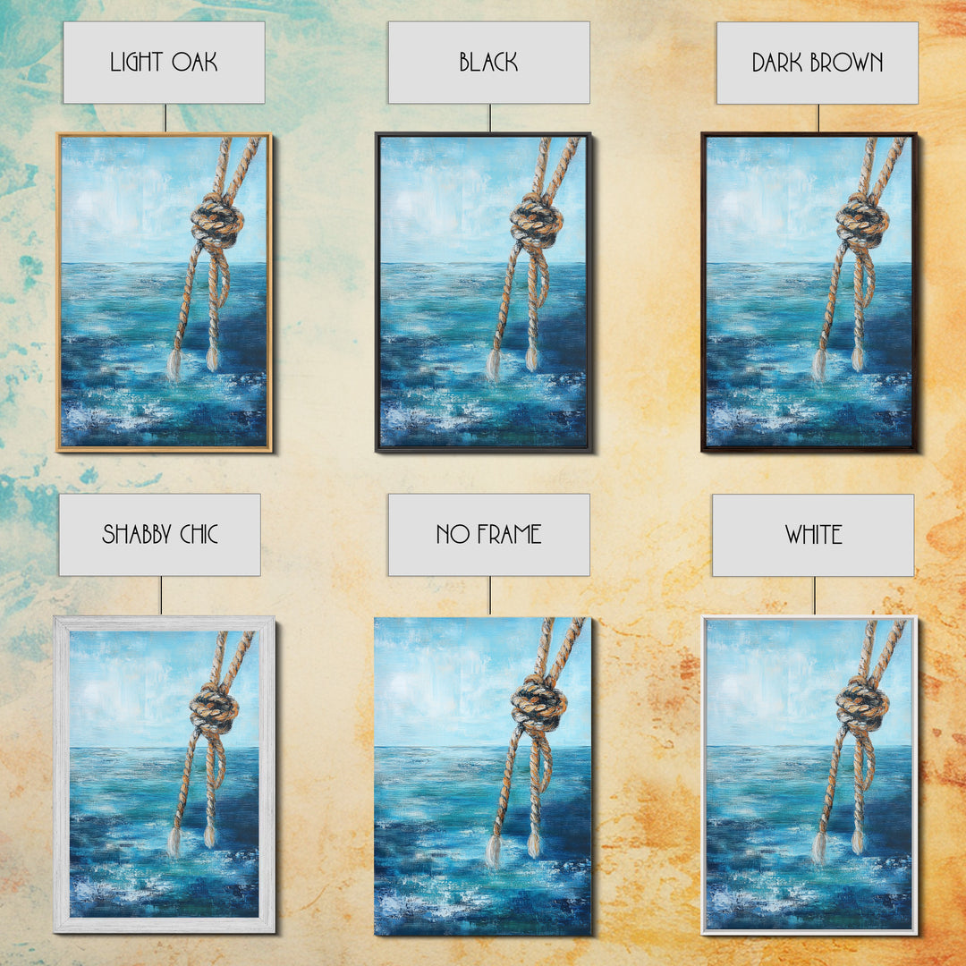 Nautical Rope Art, Coastal Decor, Ocean Inspired Painting, Maritime Wall Art, Blue and Green Wall Art, Canvas Print