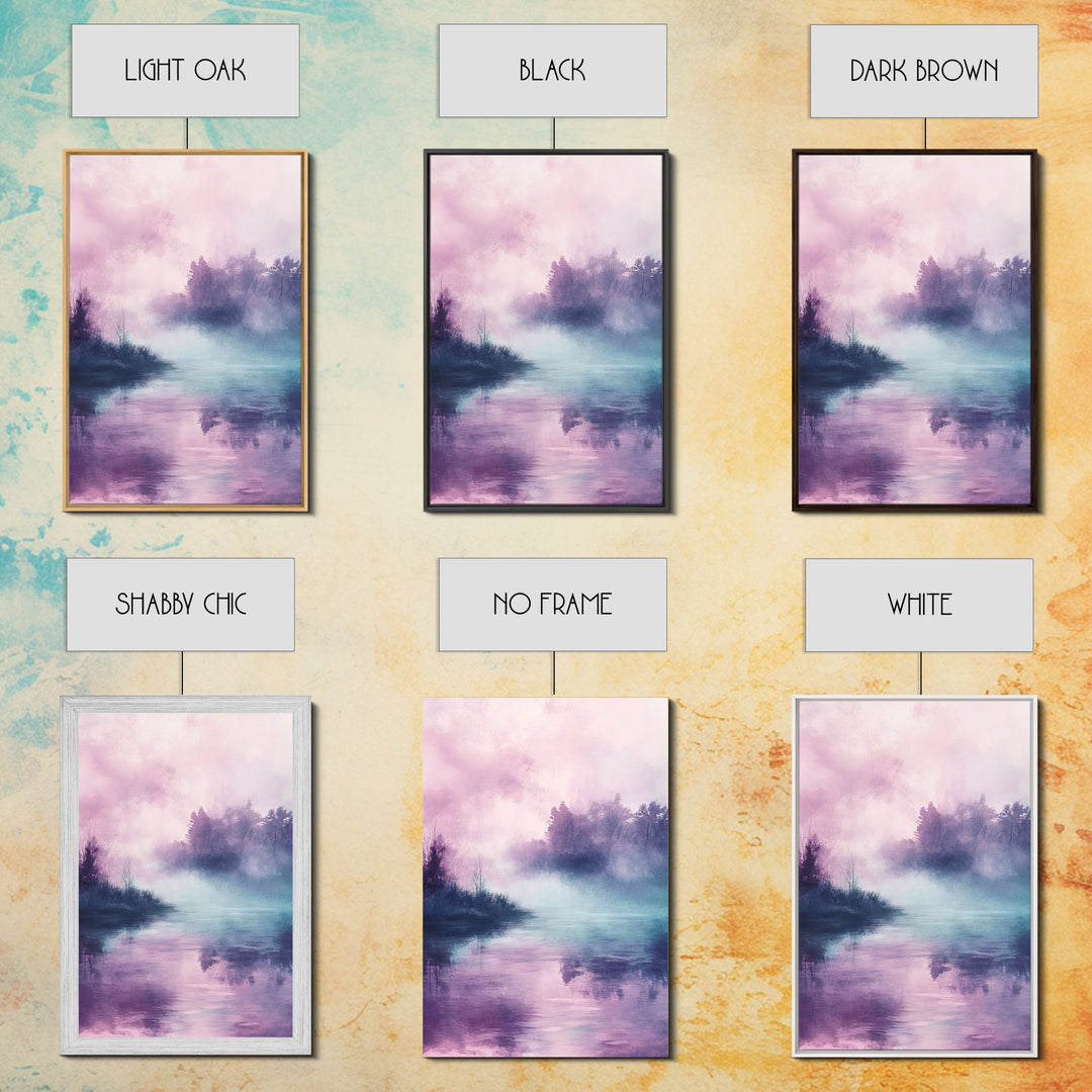 Pink Fog, moody art, landscape painting, light pink wall art, ethereal decor, minimalist art, framed canvas print, wabi sabi art
