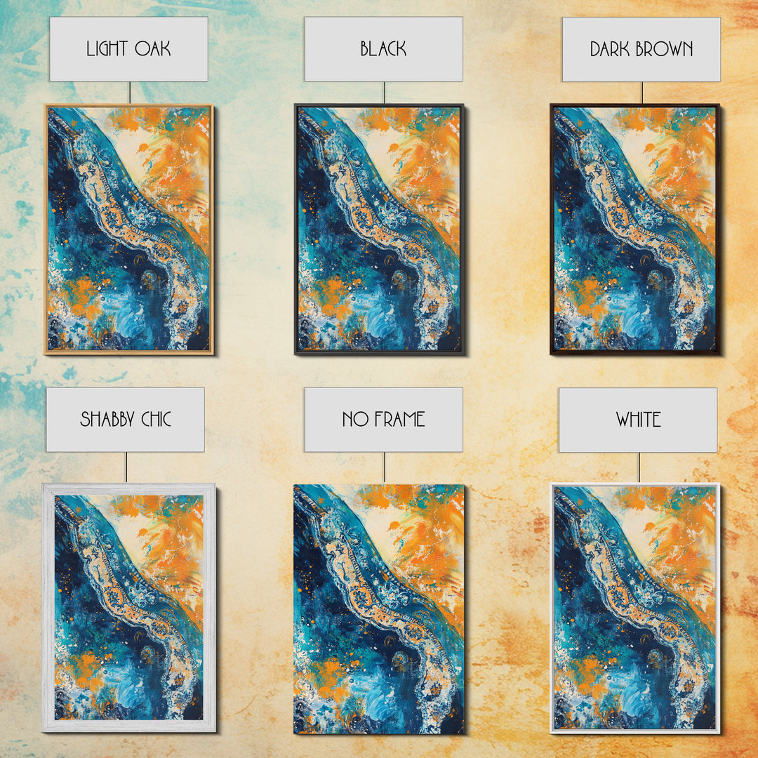 Abstract Ocean, Coastal Landscape Art, Blue and Green Wall Art, Teal Wall Art, Nautical Decor, Framed Canvas Print, Gift Idea