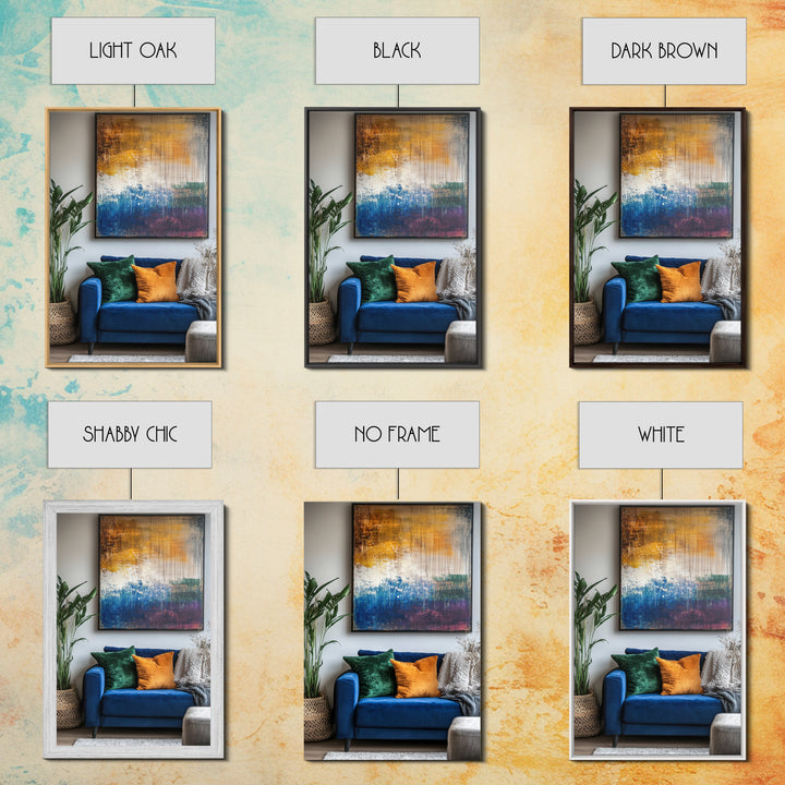 Abstract Color Drip, moody art, pink orange wall art, geometric wall art, bold living room art, Framed Canvas Print