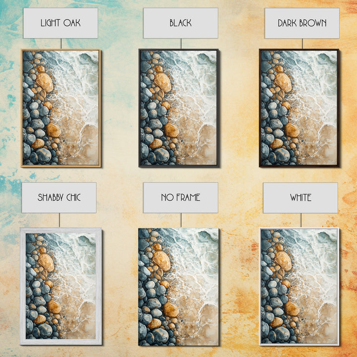 Ocean Shore Rocks, coastal wall art, surf wall art, beach house decor, nautical wall art, boho art, Framed Canvas Print