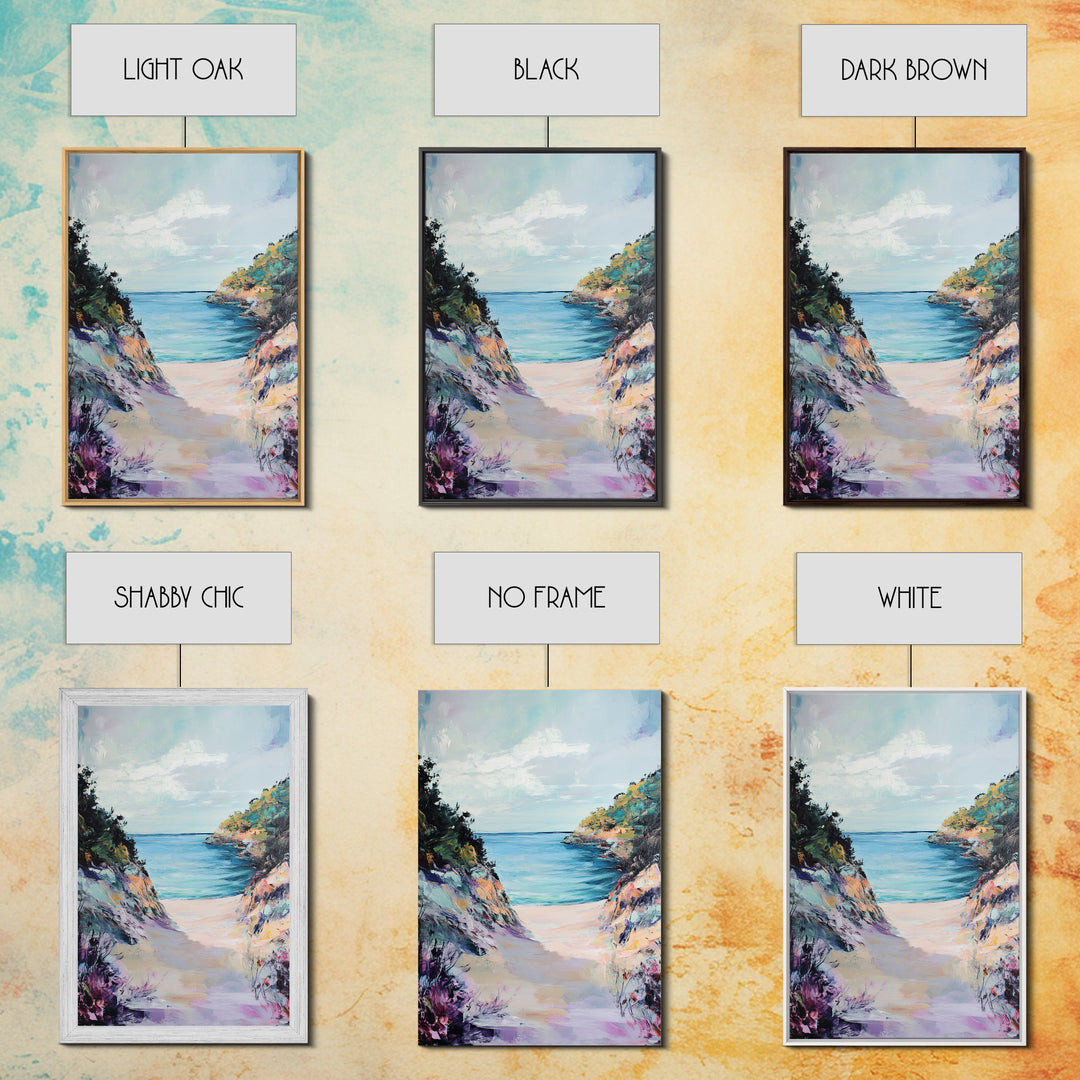 Coastal Cliff Path, coastal wall art, beach house decor, landscape painting, tropical wall art, Hawaii art, Canvas Print