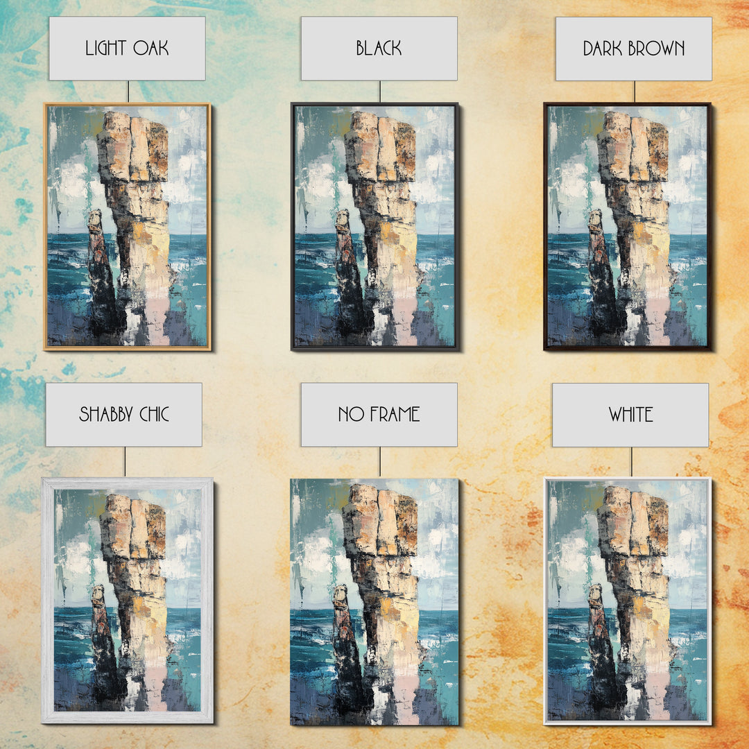 Coastal Rock Formation, Ireland Painting, Seascape Wall Art, Ocean Landscape, Nautical Decor, Framed Canvas Print, Living Room Art