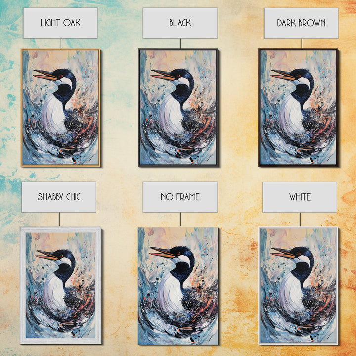 Abstract Loon, bird art, teal wall art, moody art, coastal decor, nautical painting, gift idea for her, Canvas Print, living room art