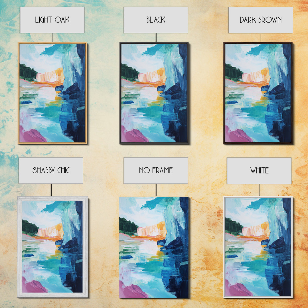 Canyon Lake, landscape painting, southwest wall art, moody art, blue and green wall art, extra wide art, Canvas Print, seascape painting