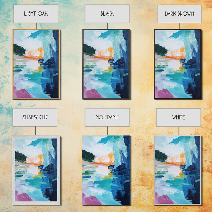 Canyon Lake, landscape painting, southwest wall art, moody art, blue and green wall art, extra wide art, Canvas Print, seascape painting