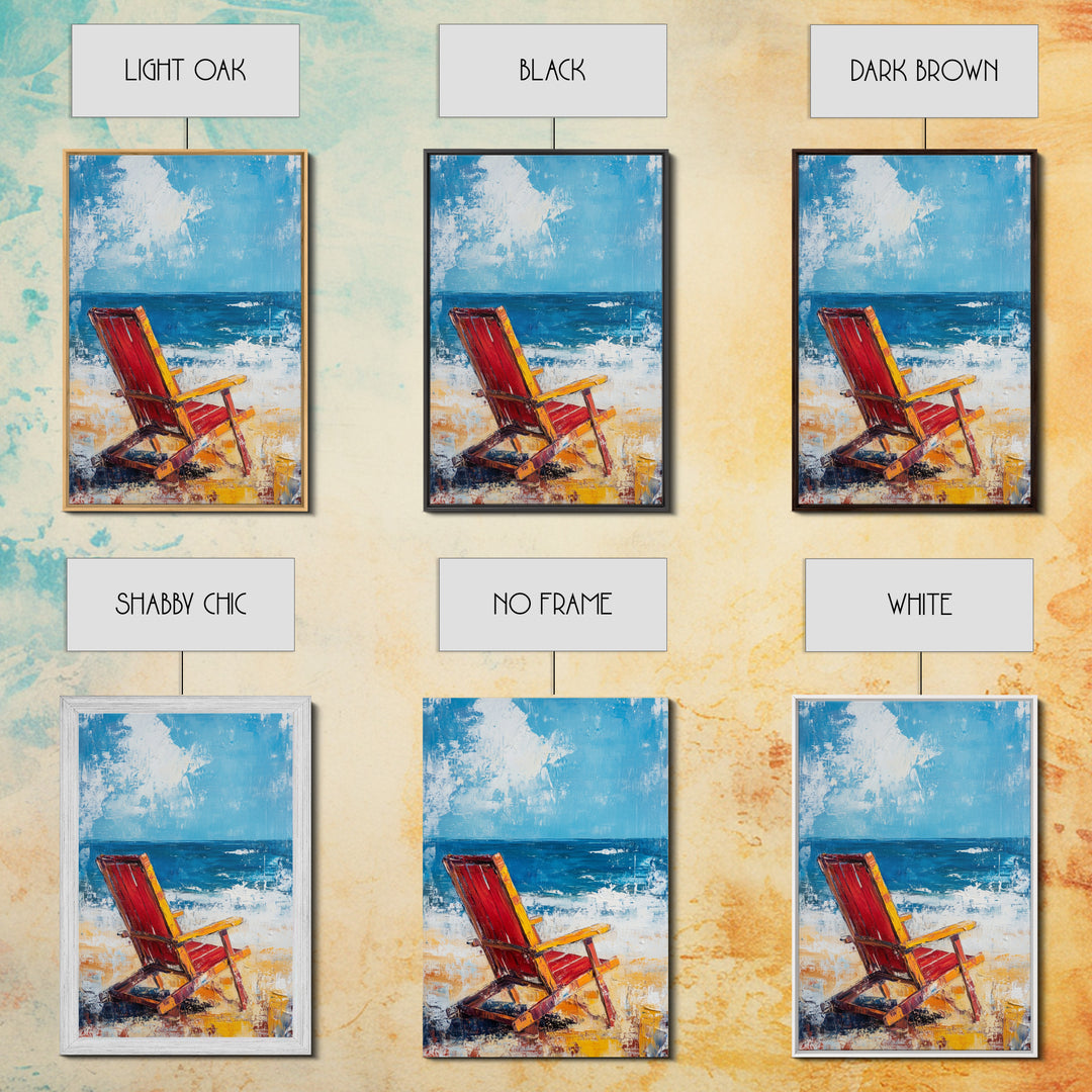 Beach Chair, Coastal Decor, Nautical Painting, Seascape Art, Ocean Wall Art, Coastal Landscape Art, Canvas Print, Gift Idea