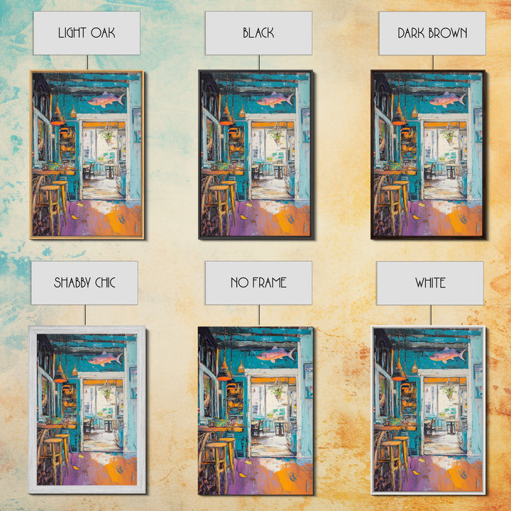 Rustic Bar Painting, Food Review Kitchen Art, Coastal Landscape Art, Canvas Print, Whimsical Art, Nautical Decor, Living Room Art