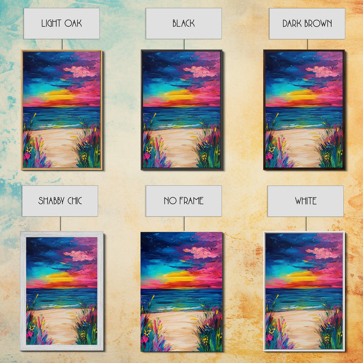 Colorful Sunset, coastal painting, seascape painting, pink orange wall art, Canvas Print, coastal cowgirl wall art, above bed wall art