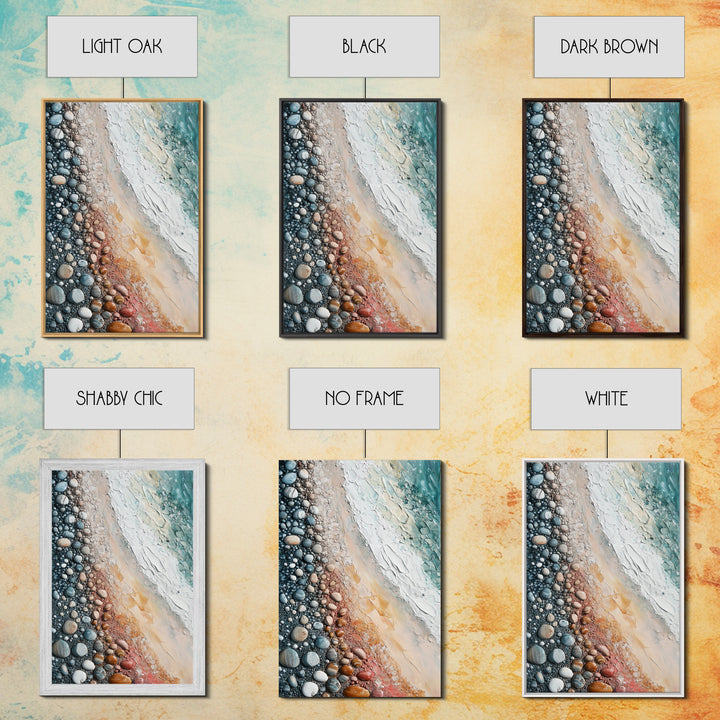 Pebble Beach, coastal painting, nautical decor, wabi sabi art, abstract seascape, textured wall art, ocean print, canvas print