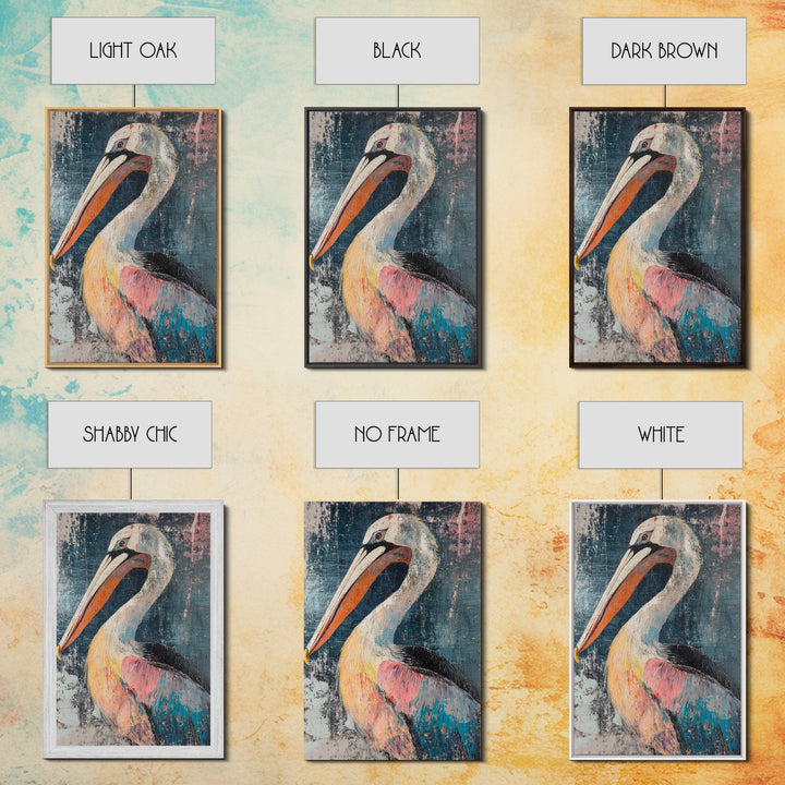 Pelican Portrait, bird art, coastal decor, nautical wall art, beach house painting, wildlife painting, rustic art, canvas print