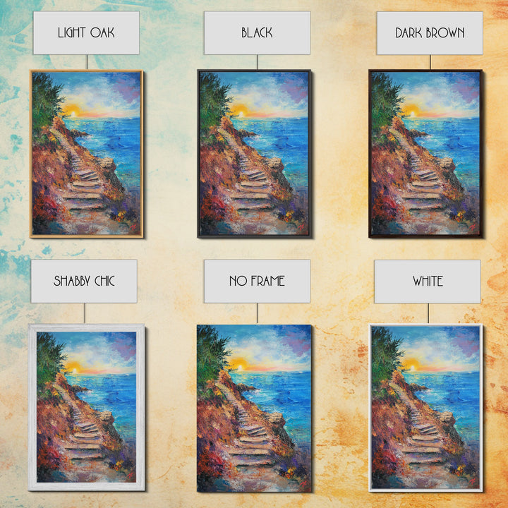 Coastal Path, landscape painting, nautical wall art, above sofa art, rustic decor, ocean view art, textured painting, canvas print