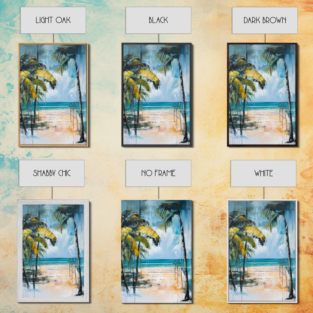 Beach Volleyball, Palm Tree Art, Nautical Painting, Coastal Wall Art, Ocean Art, Seascape Art, Canvas Print, Guest Room Art