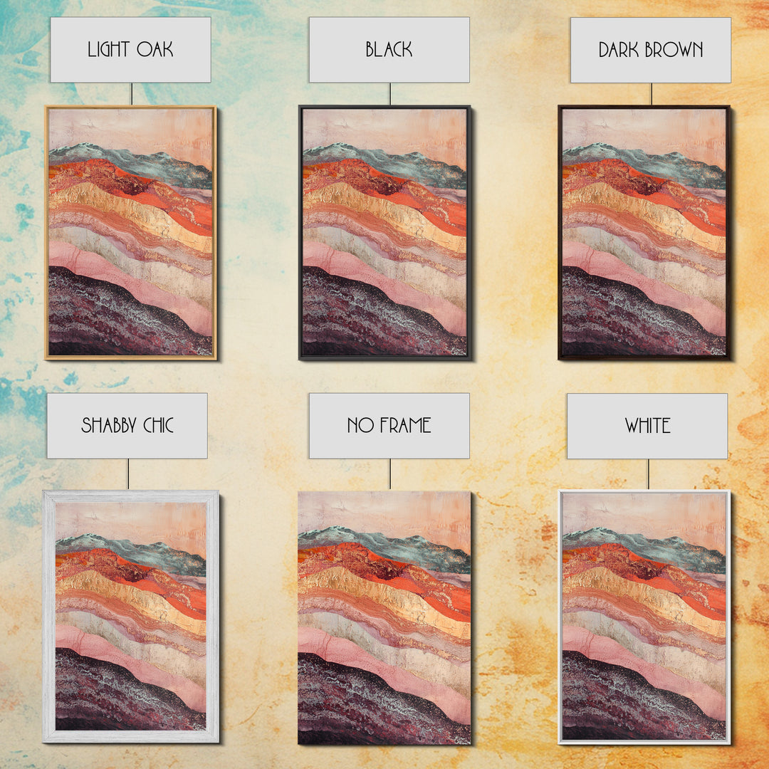 Abstract Landscape, mountain painting, geometric wall art, southwest wall art, moody art, gold abstract art, canvas print, wall art