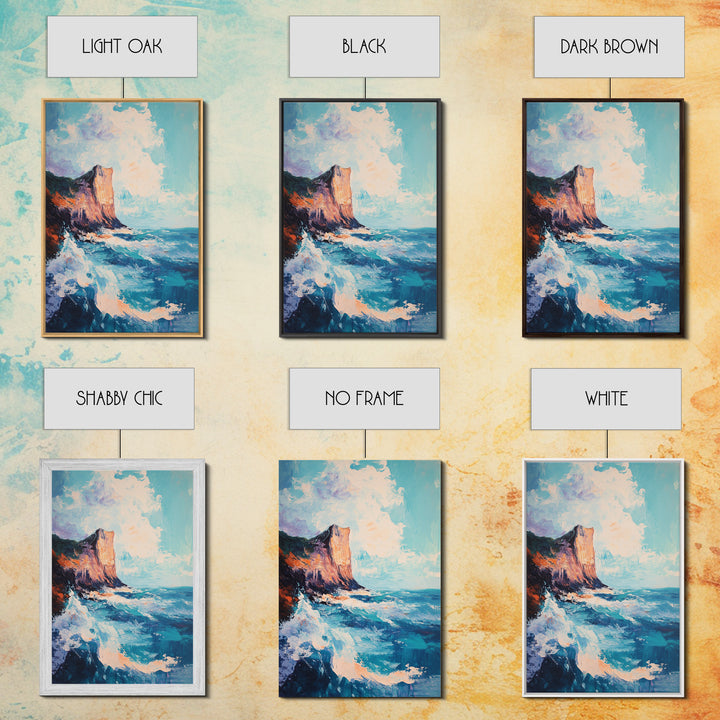 Coastal Cliffs, Seascape Painting, Ocean Waves, Canvas Print, Nautical Wall Art, Coastal Decor, Beach Art, Living Room Art