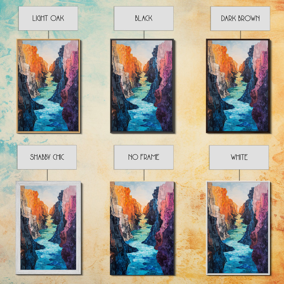 Canyon River, Southwest Wall Art, Canvas Print, Landscape Painting, Rustic Decor, Adventure Art, Moody Art, Tall Narrow Art