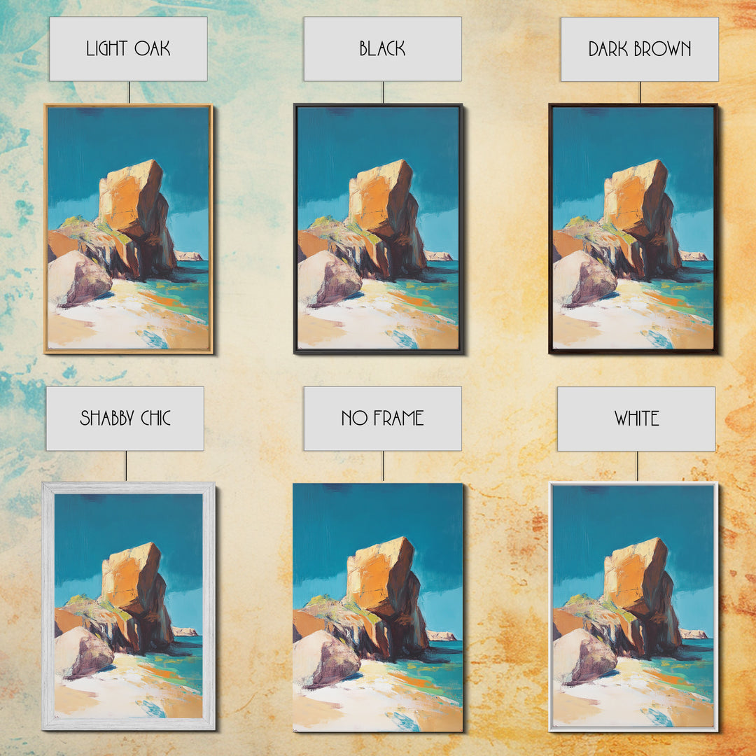 Coastal Rock, Seascape Painting, Canvas Print, Nautical Wall Art, Coastal Decor, Beach Art, Ocean Landscape, Gift Idea, Living Room Art