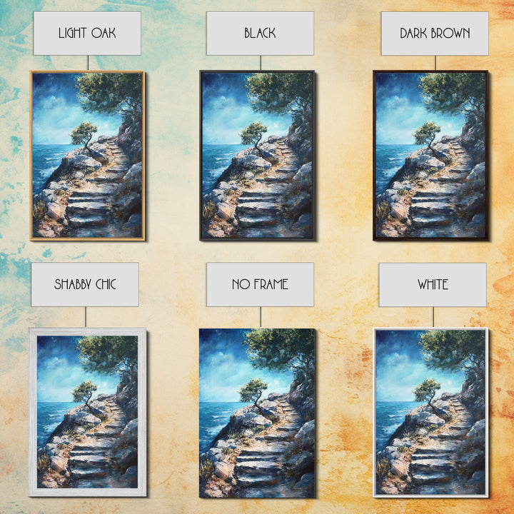 Rocky Path, Seaside Painting, Canvas Print, Coastal Landscape Art, Nautical Wall Art, Rustic Art, Above Bed Wall Art, Gift Idea