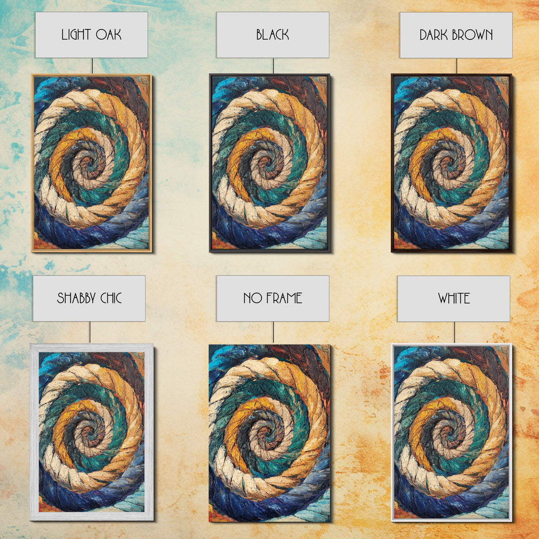 Nautical Spiral, Abstract Ocean Art, Canvas Print, Coastal Wall Art, Moody Art, Geometric Painting, Living Room Art, Gift Idea