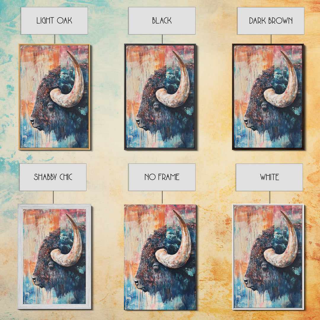 Buffalo Painting, Bull and Bear Art, Western Wall Art, Rustic Art, Farmhouse Art, Living Room Art, Canvas Print, Gift Idea