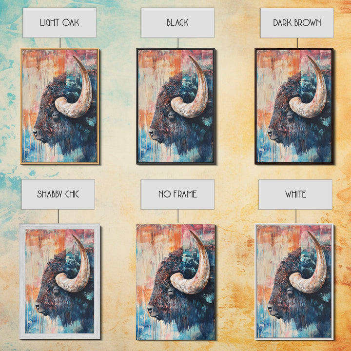 Buffalo Painting, Bull and Bear Art, Western Wall Art, Rustic Art, Farmhouse Art, Living Room Art, Canvas Print, Gift Idea