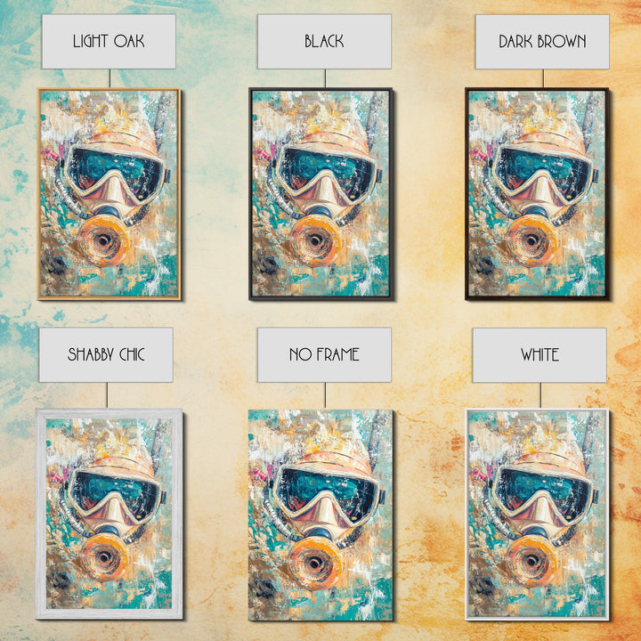 Diver Mask Artwork Canvas Print Scuba Diving Art, Nautical Wall Decor, Ocean Explorer Painting, Coastal Adventure Wall Art