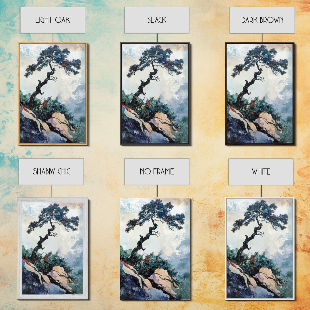 Bonsai Tree Canvas Print Japanese Zen Wall Art Serene Landscape Painting Minimalist Nature Decor Tranquil Home Aesthetic Meditative Artwork