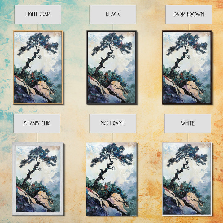 Bonsai Tree Canvas Print Japanese Zen Wall Art Serene Landscape Painting Minimalist Nature Decor Tranquil Home Aesthetic Meditative Artwork