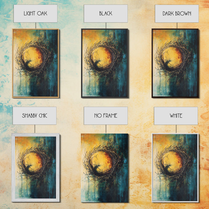 Rustic Bird Nest Canvas Print Minimalist Nature Wall Art Farmhouse Home Decor Moody Artwork Cozy Living Room Art Gift Under 50