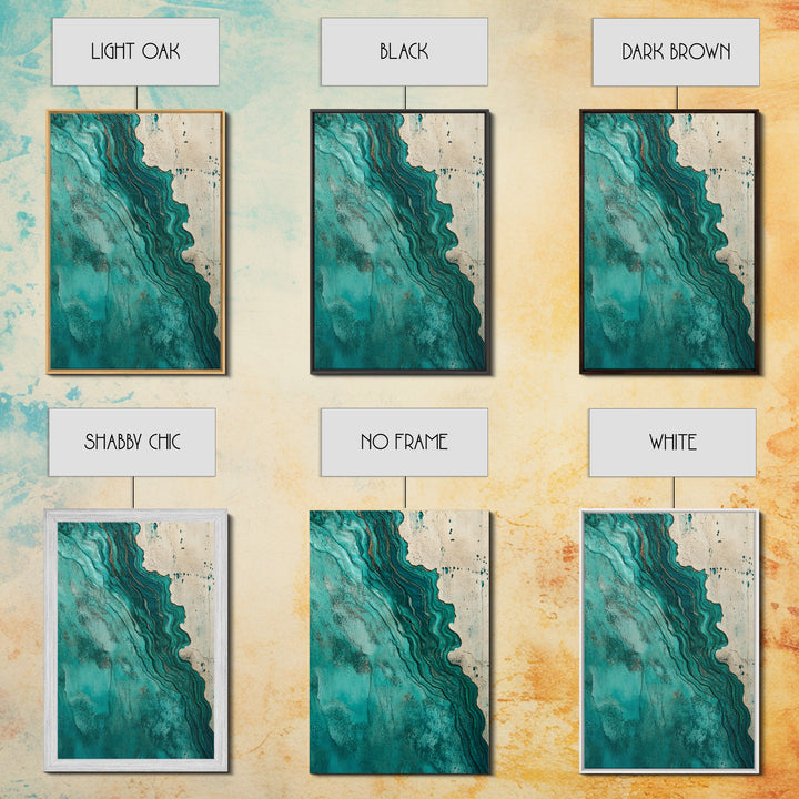 Abstract Turquoise Waves Canvas Print | Modern Wall Art | Fluid Acrylic Painting | Contemporary Home Decor | Office Art