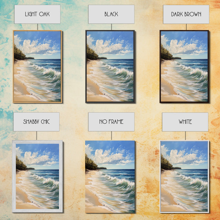 Beach Waves, Coastal Landscape Art, Nautical Wall Art, Above Bed Wall Art, Nautical Decor, Extra Wide Art, Framed Canvas Print