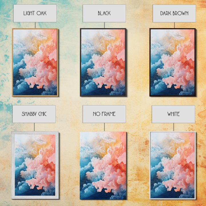 Coral Abstract, coastal landscape art, pink abstract art, botanical prints, nautical wall art, Framed Canvas Print, ocean-inspired decor