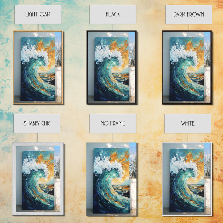 wave painting, coastal decor, framed canvas print, ocean painting, surf wall art, nautical wall art, seascape painting, gift idea