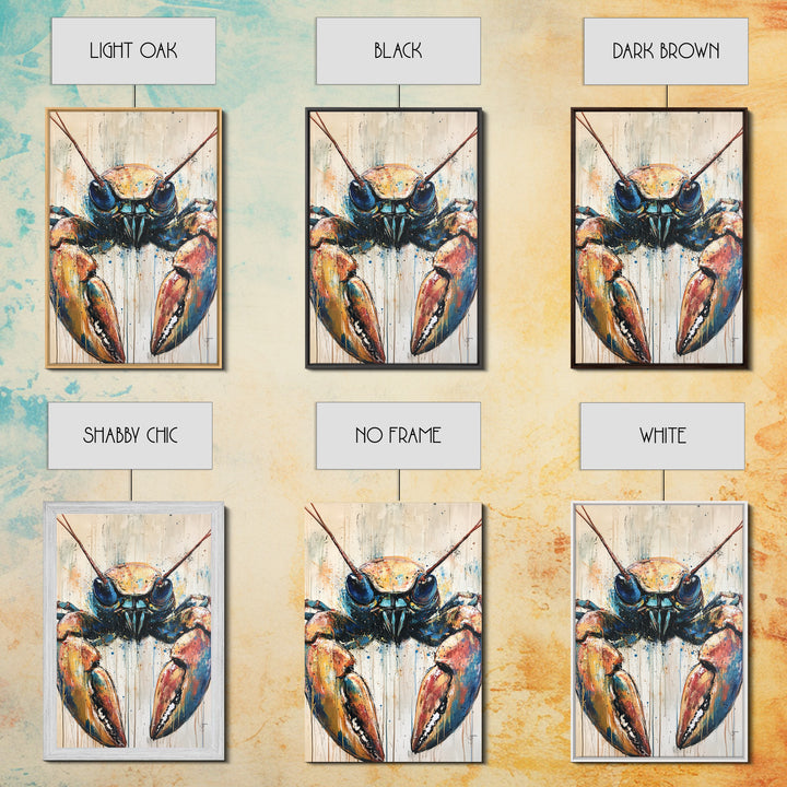 crayfish painting, rustic wall art, framed canvas print, coastal decor, nautical wall art, Maine oil painting, farmhouse art