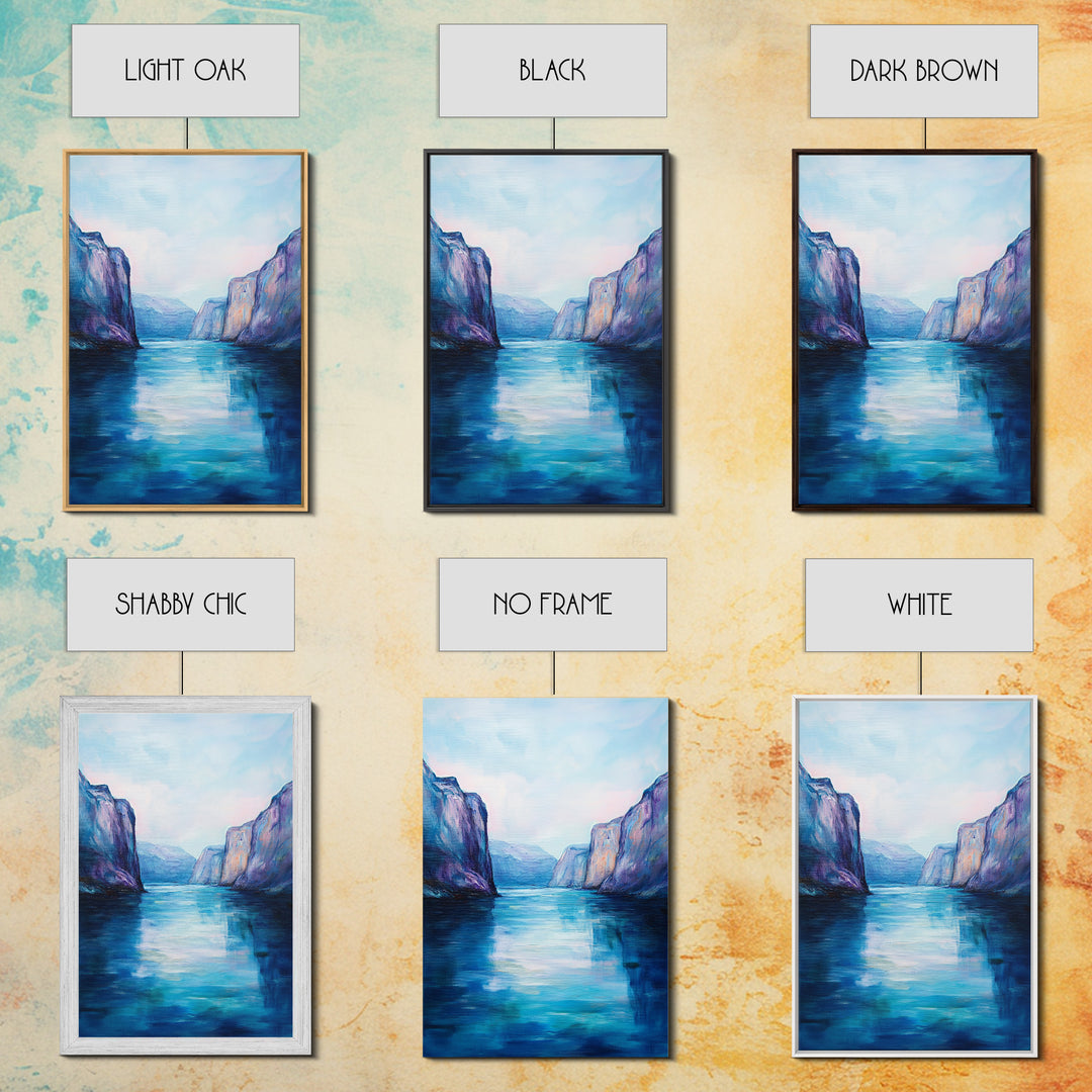 coastal landscape art, framed canvas print, nautical painting, seascape painting, blue and green wall art, ocean painting, gift idea