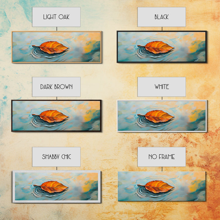 Autumn Leaf Water Ripples Canvas Print Fall Wall Art Nature Inspired Artwork Boho Home Decor Framed Minimalist Modern Print