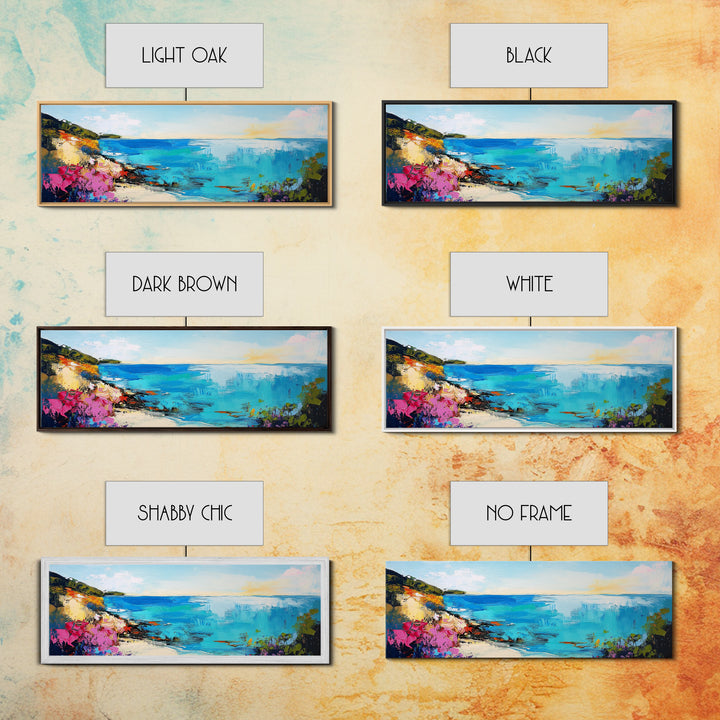 Coastal Cliffside Beauty Framed Canvas Print Impressionist Ocean Wall Art Vibrant Seaside Home Decor Living Room Gift