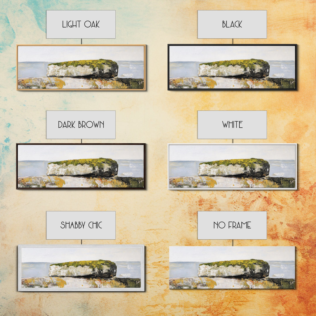 Coastal Rock Formation Canvas Print - Minimalist Seascape Wall Art, Neutral Home Decor, Nature Inspired Living Room Art,