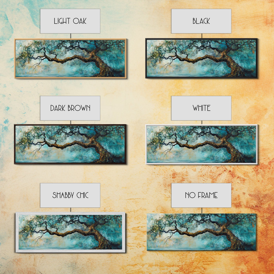 Ancient Oak Tree Framed Canvas Print - Moody Nature Wall Art, Dreamy Landscape Painting, Rustic Living Room Decor, Boho Tree Artwork