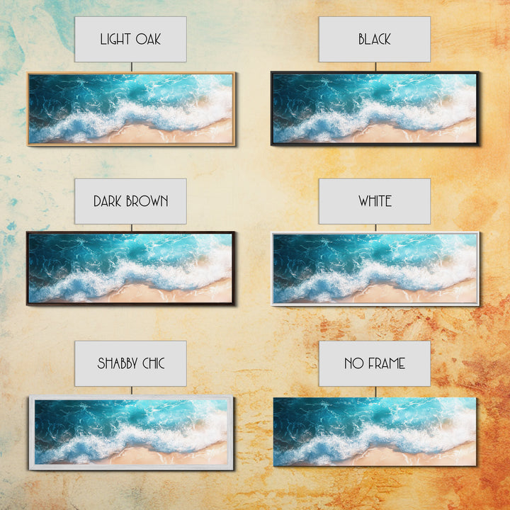 Beach Waves Canvas Print Tropical Shoreline Painting, Blue Ocean Art, Coastal Wall Decor, Relaxing Home Decor, Large Summer Wall Art