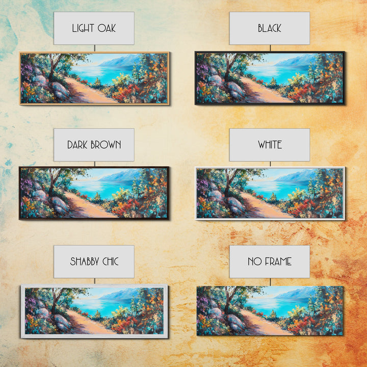 Coastal Pathway Painting Vibrant Beach Landscape Art Mediterranean Seaside Wall Decor Nature Artwork Living Room