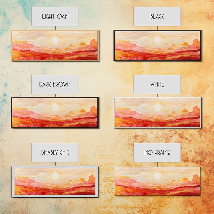 Desert Sunset Painting Warm Abstract Southwest Wall Art Minimalist Mountain Landscape Artwork Boho Home Decor Canvas Print