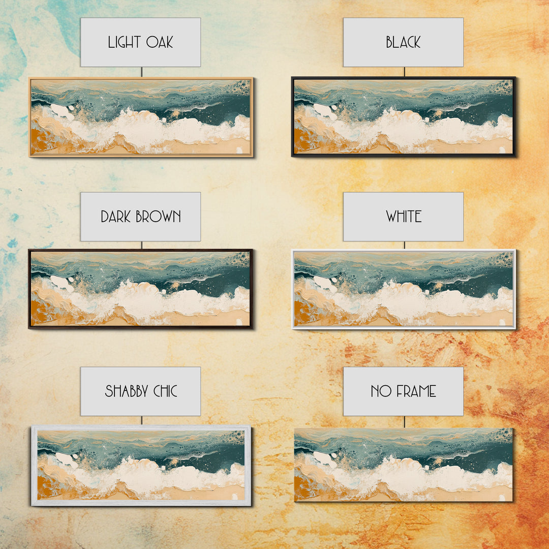 Abstract Ocean Waves Framed Canvas Print Coastal Wall Art, Beach House Decor, Modern Seascape, Large Wall Art, Minimalist Art