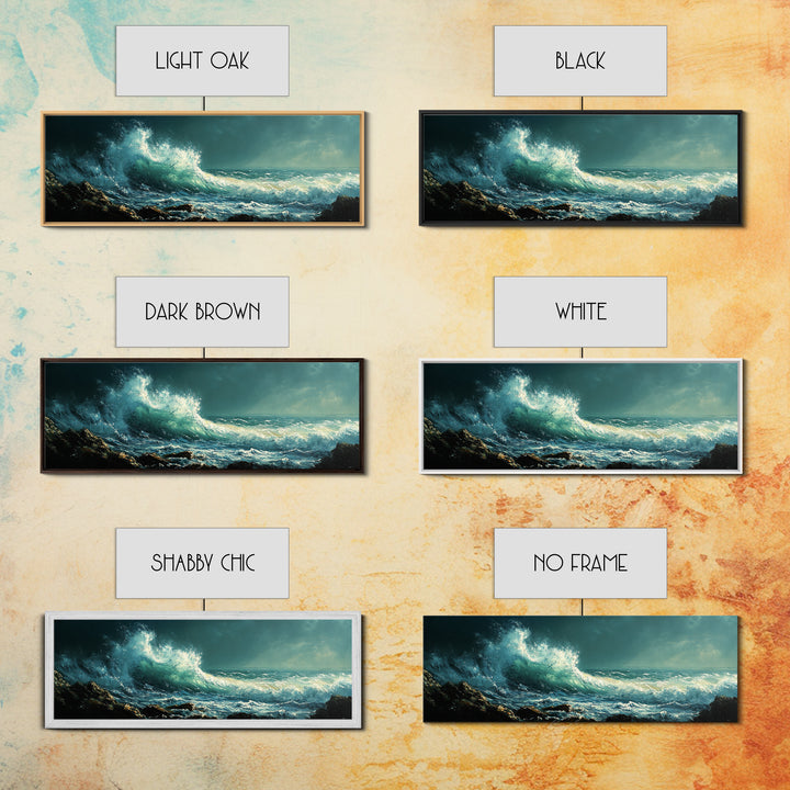 Dark Ocean Wave Canvas Print Dramatic Seascape Art, Coastal Wall Art, Stormy Water Painting, Nautical Home Decor, Large Wall Art