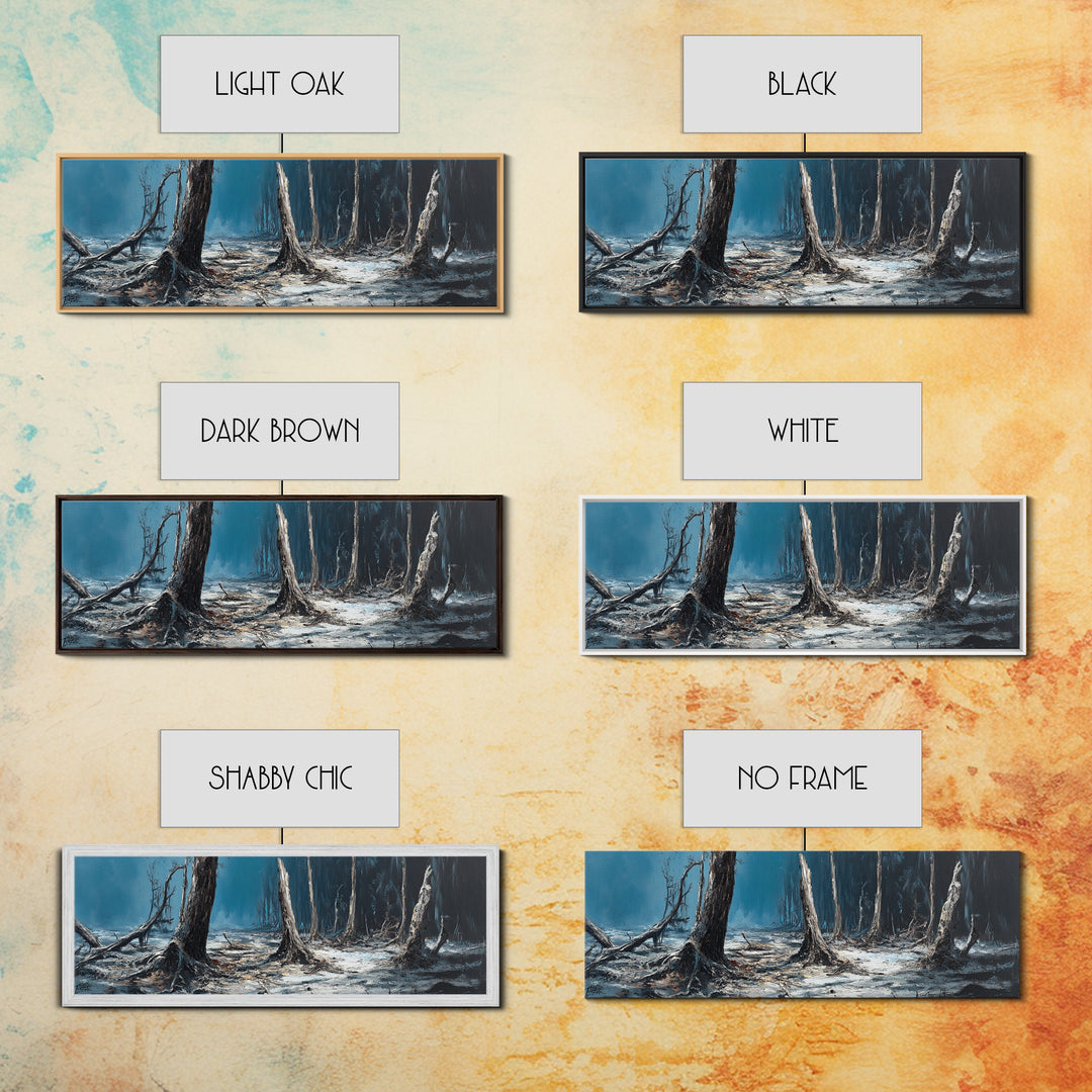 Dark Forest Mystical Canvas Print Moody Landscape Wall Art Gothic Nature Decor Haunted Woods Painting Spooky Halloween Gift