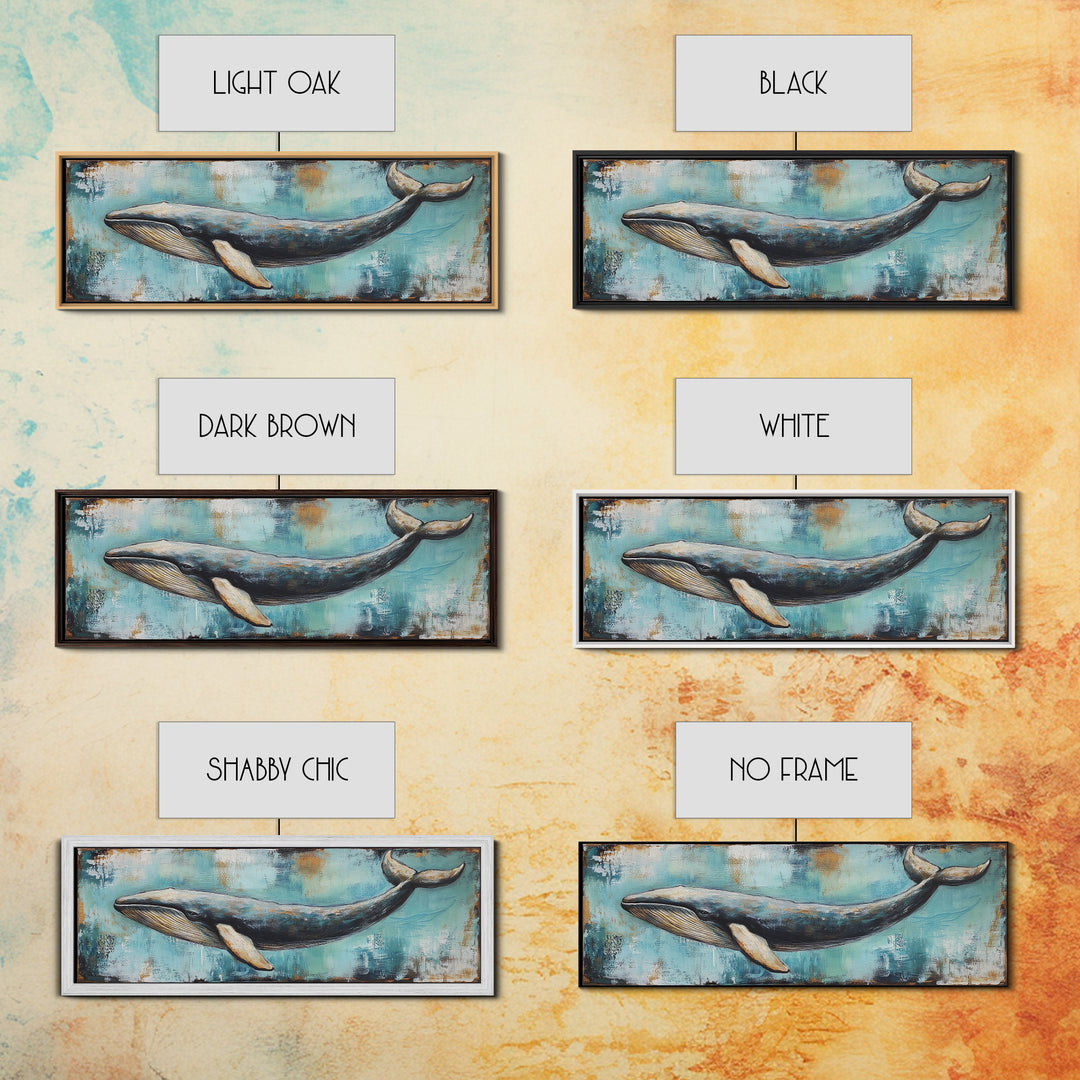 Blue Whale, Ocean Art, Canvas Print, Coastal Home Decor, Nautical Wall Art, Marine Life Painting, Beach House Wall Art, Rustic Artwork