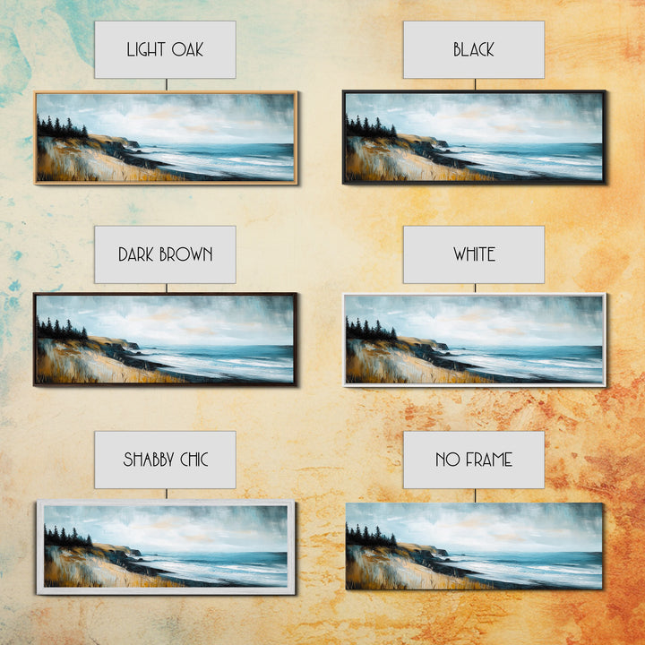 Coastal Cliff View Canvas Print Modern Landscape Painting, Minimalist Seascape Wall Art, Nature Theme Decor, Ocean View Artwork