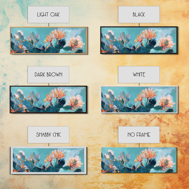 Blooming Cactus Flowers Canvas Print Vibrant Desert Painting, Boho Wall Art, Southwest Decor, Botanical Living Room Artwork