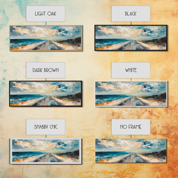 Coastal Highway Canvas Print, Ocean Road Painting, Scenic Landscape Wall Art, Travel Decor, Abstract Artwork, Office Wall Art